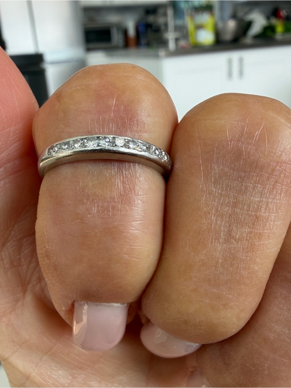 Antique Diamond Wedding Band Channel Set Half-eternity Ring Platinum 10% Irid